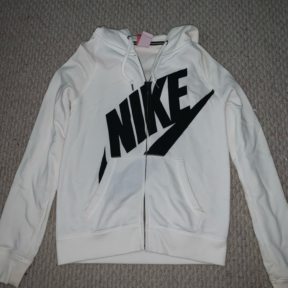 White Nike zip up sweatshirt